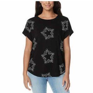 Buffalo David Bitton Women's Plus Size 2X Black Million Stars Top Blouse NWT